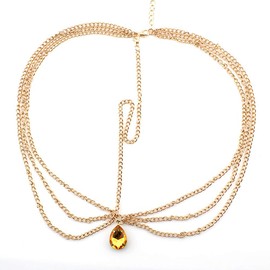 Chargances Bridal Crystal Head Chain with Teardrop Diamond Bride Headpiece Wedding Hair Accessories for Bridesmaid Rhinestone Headband for Prom Party Festival Hair Jewelry for Women and Girls(gold)