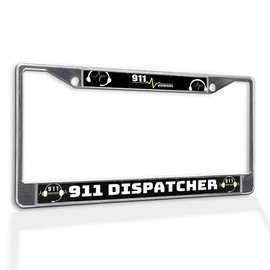 Fastasticdeals Metal Insert License Plate Frame 911 Dispatcher B Weatherproof Car Accessories Chrome 2 Holes Solid Insert