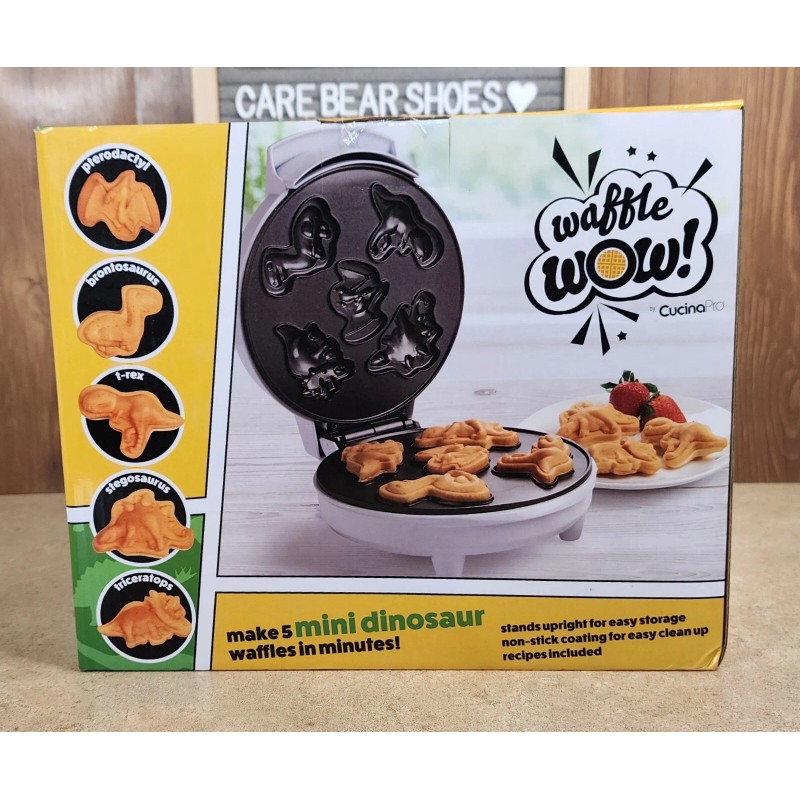 Waffle Wow Dino Waffle Maker- 5 Dinosaur Shapes- Electric Nonstick