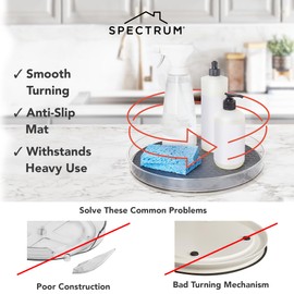Spectrum Spectrum Lazy Susan Organizer, Hexa Round Small (1-Pack) - Lazy Susan Turntable for Cabinet, Refrigerator, Pantry, Table, & Shelf - Rotating & Spinning Pantry Organization & Storage for Fridge