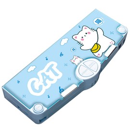 Aisi Student Multifunction Pen Pencil Case with 2 Compartments Cute Cartoon Pattern Stationery Set