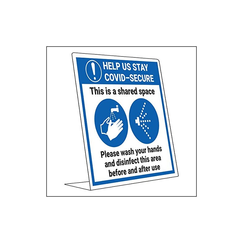 Vsafety Covid Secure Desk Sign - Shared Space - 150mm