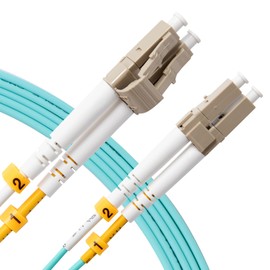 KeepFly Fiber OM4 LC to LC Fiber Patch Cable 1m/3ft-5Pack,40G/100GB 50/125μm Multimode Duplex LC-LC Fiber Jumper Cable LSZH(Aqua)-1Meter(3ft) 5 Pack