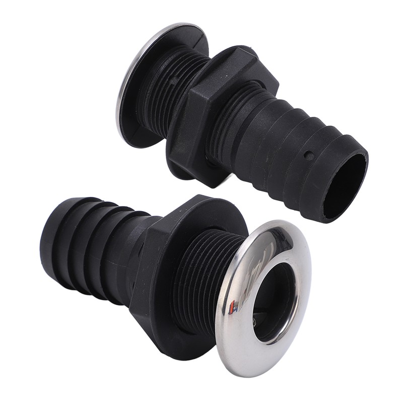 1 1/2in Through Hull Drain Straight Black with Stainless Steel