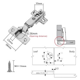 CVIUYO Cabinet Hinges 4Pack, Kitchen Door Cupboard Concealed Hinges, Wardrobe Hinges, Embedded Furniture Hinges Full Overlay for Kitchen Bathroom Cabinet Closet Hinges with Screws