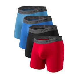 COLORFULLEAF Men's Underwear Breathable Bamboo Rayon Boxer Briefs Lightweight Open Fly Underwear Multipack(4J,X-Large)