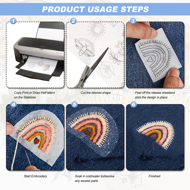 Water Soluble Embroidery Paper Stabilizer A4 Machine Stick and Stitch