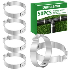 Duraaamo 50 Pcs 3/4" Irrigation Sprinkler Clamp Pinch Double Gripping Leakproof Hose Pipe Clamps, Solution for Leaking of Drip Irrigation Kit Connector for 3/4" Pipe and Fittings, Stainless Steel