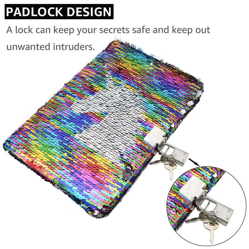 VIPbuy Unicorn Diary with Lock and Key - Reversible Sequin