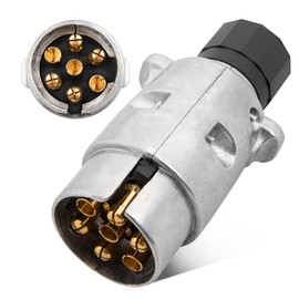 RED WOLF 7-Pin Metal Trailer Plug, 7-Pin Trailer Plug, 12 V Waterproof with Cast Aluminium Housing, for Cars, Trucks, Caravans, Trailers, 7-Pin Towing Hitch in Accordance with ISO 1724