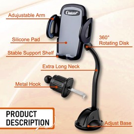 Geekstop Universal Car Phone Mount: Secure & Adjustable Holder for Smartphones and GPS Devices
