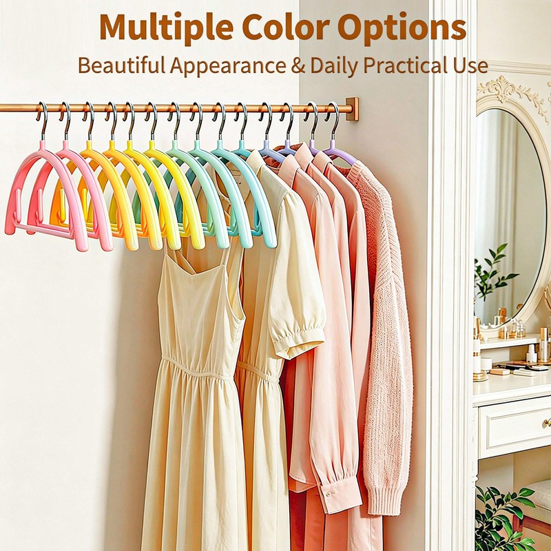 14 Pack Metal Hangers, No Shoulder Bump Non-Slip Curved Sweater