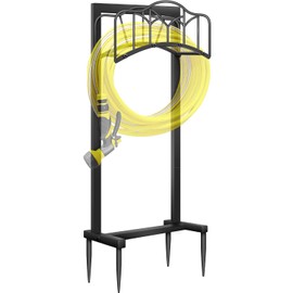 Shomextol Garden Hose Holder -Upgraded Hose Holder Holds 100-feet Hose,Freestanding Heavy Duty Hose Hanger,Sturdy Hose Stand for Lawn & Yard,Black