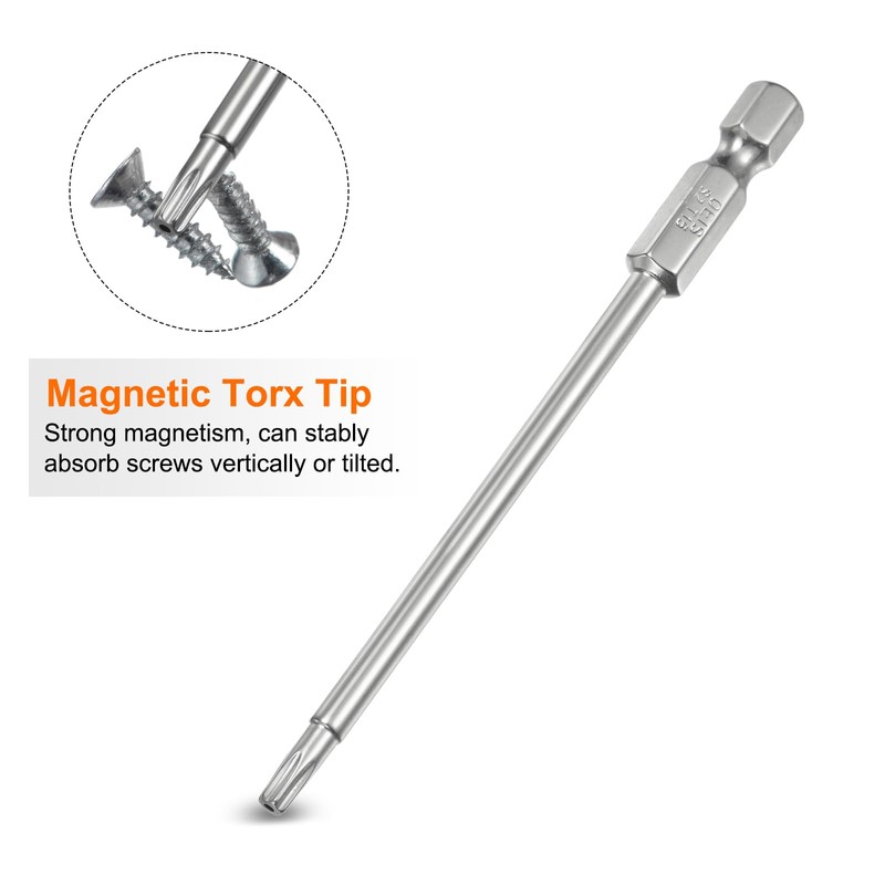 sourcing map 10pcs T15 Security Torx Bit 1/4" Hex Shank