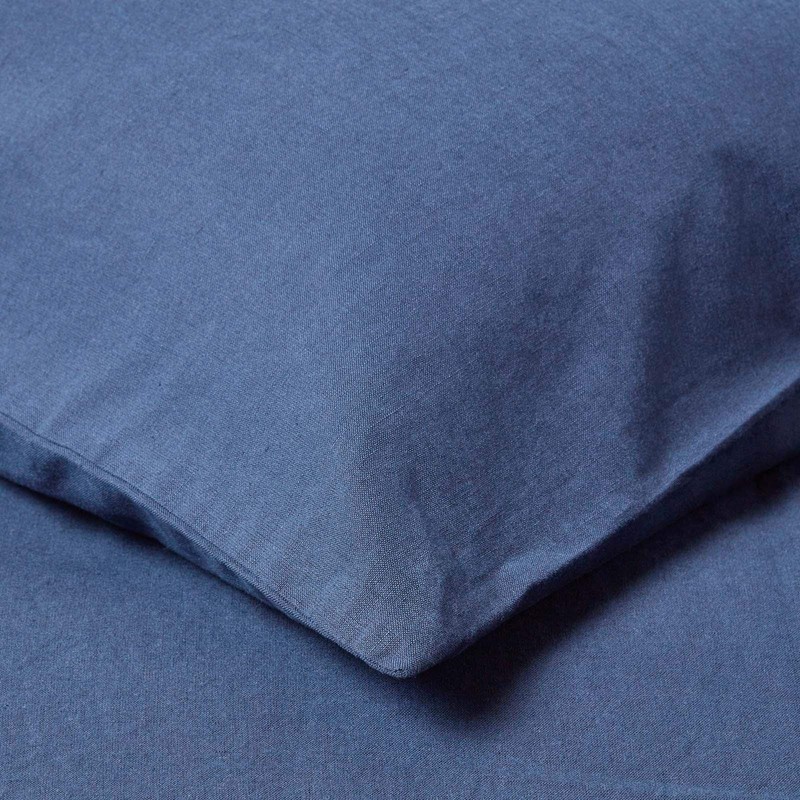 HOMESCAPES Luxury Soft Linen V Shaped Pillowcase Plain Navy Blue