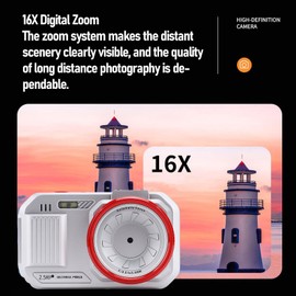 48MP Digital Camera, WiFi Vlogging Camera with 16x Digital Zoom, Autofocus Travel Compact Camera with 2.8 Inch Color Screen, for Students Teens Boys Girls (Silver)