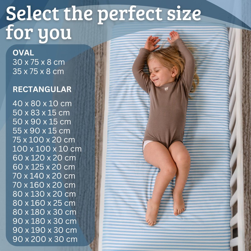 Bisoo Lenzuolo Magico 60x120 Righe Blu Lenzuolo con Angoli per