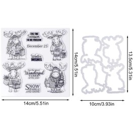 Christmas Cutting Dies and Stamps Set, Reindeer Cutting Dies Metal Stamping Die Christmas Die Cuts Deer Dies Stencils Embossing Template for Card Making DIY Xmas Crafts Scrapbooking Supplies