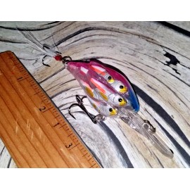 HENGJIA #G PINK-Blue & Silver Orange Stripe School of Minnows Crank Bait Dressed Treble