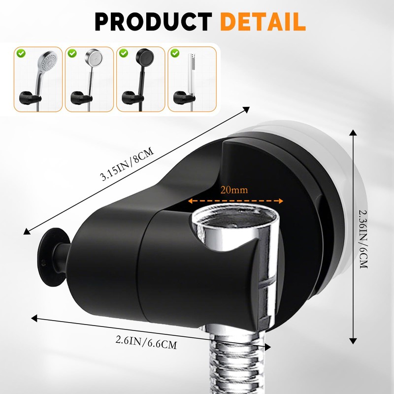 Suction Cup Shower Head Holder, Removable Shower Head Holder Wall