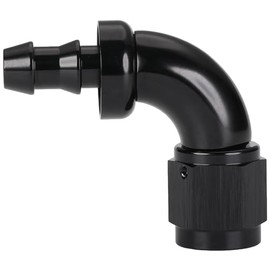 Podavelle 4AN 90 Degree Push Lock Full Flow Hose Fitting End Elbow Adapter Aluminum Black