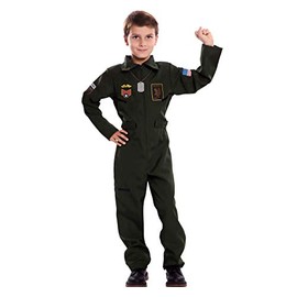 Generique - Pilot Costume for Boys Children's Costume for Fancy Dress Uniform Khaki 140/152 (10-12 Years)