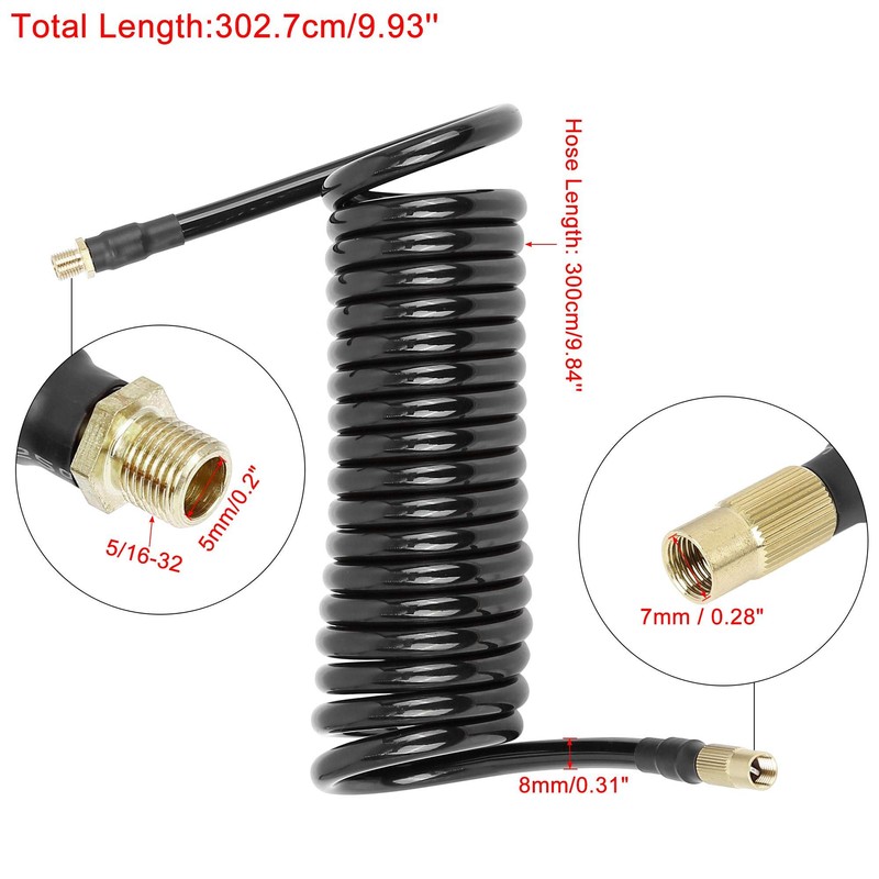 X AUTOHAUX Flexible Tyre Inflator Hose 0.31"x9.84' with 5/16-32