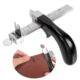 Glarks Belt Hand Cutting Tool With Aluminium Handle, Black Leather Strap Cutter, Strip Gauge Tool for Leather Craft