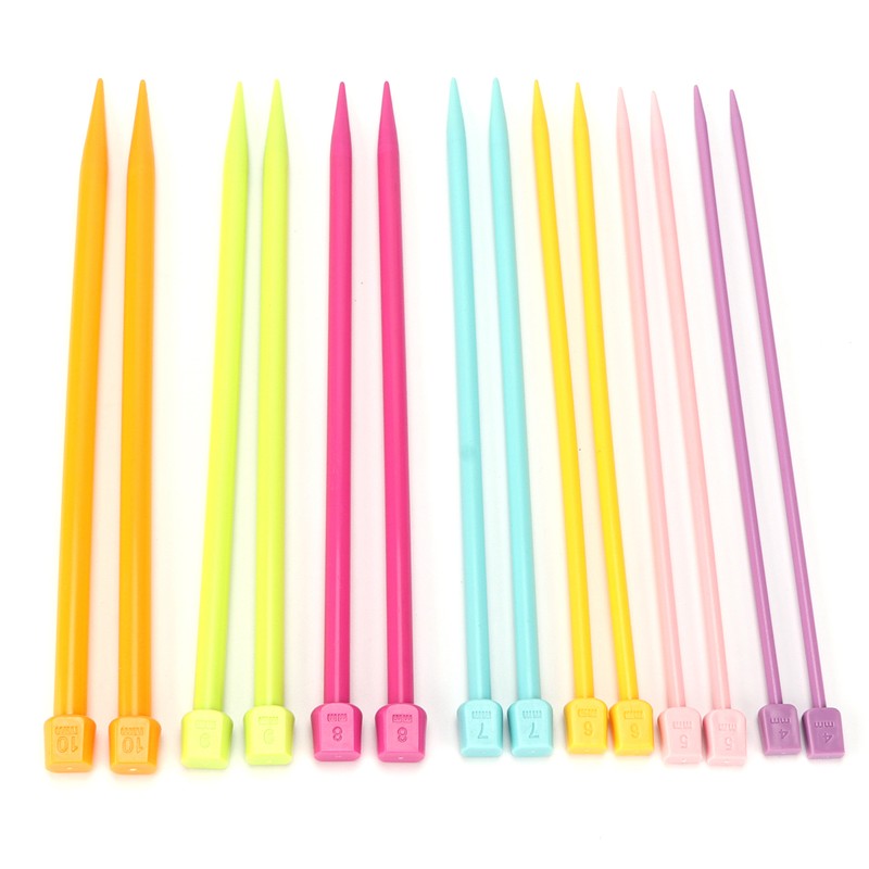 14 Pcs Knitting Needles Multicolour Portable 25cm Sweater Needle Plastic