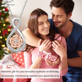 JETBON Gift for Soulmate Necklaces, Silver Infinity Necklace for Her Women, Romantic Rose Soulmate Necklaces Jewellery Present for Anniversary Birthday Christmas Valentines Day