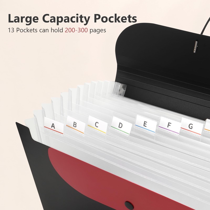Uquelic A4 Document Folder, Expanding Folder with 13 Compartments, Folder