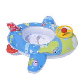 Baby Pool Float with Safety Seat Steering Wheel Cartoon Airplane Shaped Inflatable Swimming Ring for Kids Pool Swim Training Aid Small Dinosaur