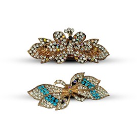 Kàllos Butterfly and flower shape Hair Barrettes, Hair barrettes for Bridals, Hair Pieces, Wedding wear for Girls and Women. (blue and golden multi)