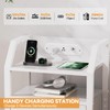HLDIRECT Nightstand with Charging Station, USB Ports and AC Outlets,