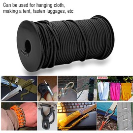 Multi-Purpose Parachute Cord 100 m 9 Strand 4 mm Robust Durable Paracord Rope for Climbing (Black)