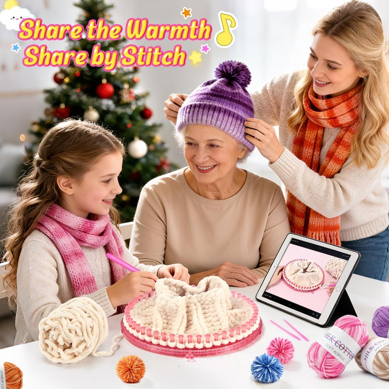 Spardar Hat Knitting Kit, Weaving Loom Kit with Portable Storage