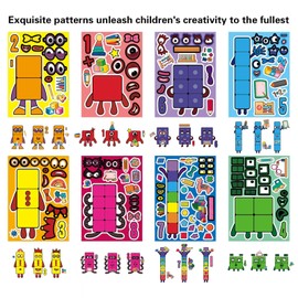 24 Sheets Multicolored Building Blocks Stickers Kits, DIY Building Blocks Square Face Stickers Make Your Own Building Blocks Stickers Block Game Theme Party Favors for Boys Girls(Colourful Bricks-8x3)