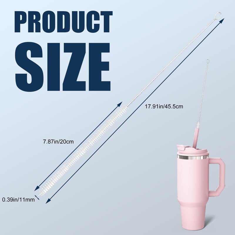 Podoy Straw Brush Pipe Cleaner with 18" Long White Nylon