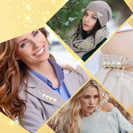 5 Pieces Pearl Brooch Safety Pins for Clothes Safety Pin for Women Fashion Sweater Shawl Collar Dresses Cardigan Clips Faux Crystal Pearl Brooches Set for Girls Jewelry Decoration Accessories (Gold)