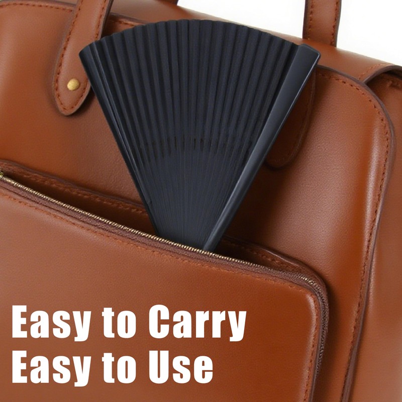 HuaCommerce 2 Pcs Vintage Black Folding Hand Fan Set -