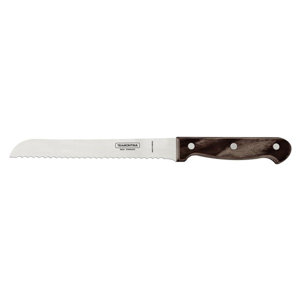 Tramontina 21125/197 TRAMONTINA Polywood Heavy Duty Natural Wood Handle Bread Knife, 11.8 inches (30 cm), Dishwasher Safe, 3 Degree Heat Treated Knife, Dishwasher Safe, Durable, Lightweight, Natural