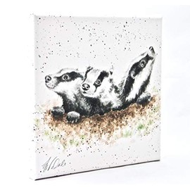 Wrendale Designs Badger Print on White Square Canvas 20 Centimetre The First Adventure