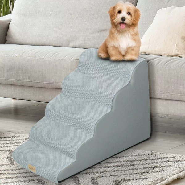 BingoPaw XXL Curved Dog Stairs Ramp Stairs 3/4/5 Steps Bed