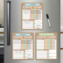 Hadley Designs Chore Charts Set of 3 for Multiple Kids:_Black & White Chalk