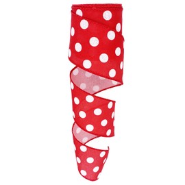 Leecogo Christmas Ribbon Wired,2 1/2”x10 Yard,Red White Polka Dots Ribbon for Gift Wrapping,Wreath,Spring,Summer,Wedding,Baby Shower,Birthday