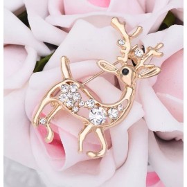 Unbranded Men Womens Deer Animal Crystal Rhinestone Brooch Pin Shirt Hat Christmas Gift AD