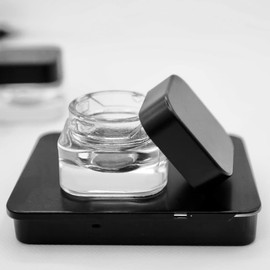 Child Proof 15ml Square jar Glass Containers (40 Pack) Cube Jar | CannaAroma (Black Lid)
