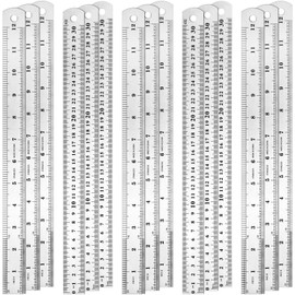 Macarrie 15 Pieces Metal Ruler 12 Inch Stainless Steel Rulers Metal Rulers with Imperial Metric Measurements Etched Markers Straight Edge Ruler Metal Rulers Bulk for School Classroom Home Office