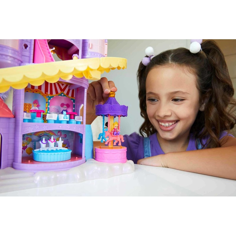 Polly Pocket Playset, Rainbow Funland Theme Park with 2 Unicorns,