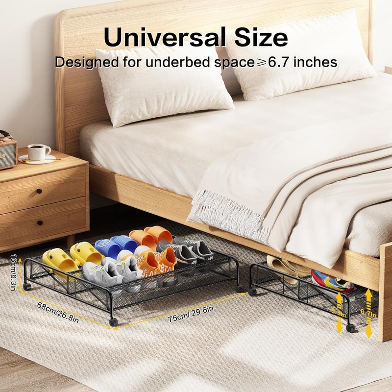 Under Bed Shoe Storage Organizer,1 Pack Shoe storage with Wheels